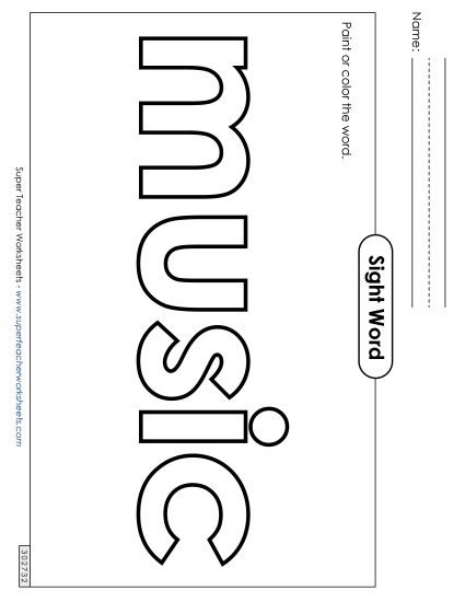 Paint or Color: Music (Printable PDF Worksheet)