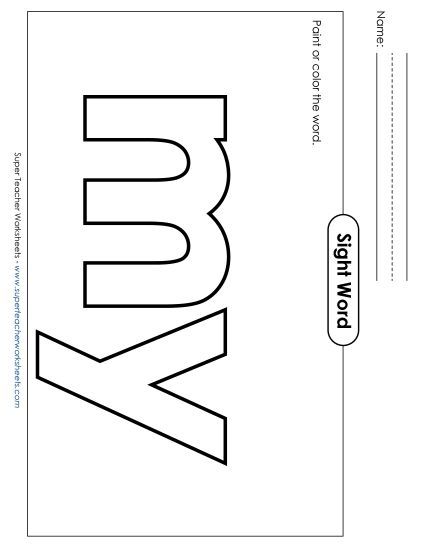 Paint or Color: My (Printable PDF Worksheet)