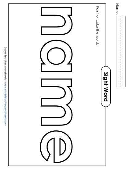 Paint or Color: Name (Printable PDF Worksheet)