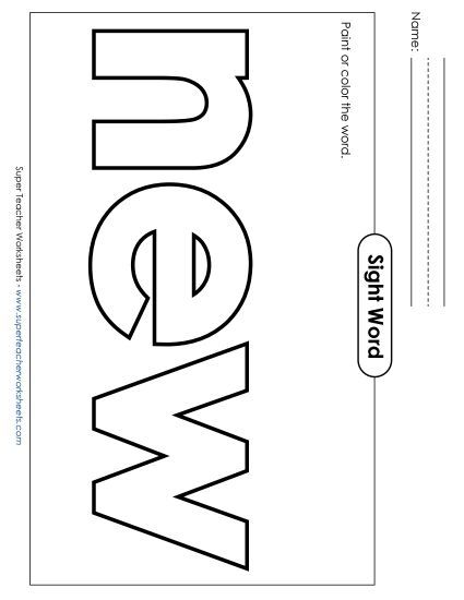 Paint or Color: New (Printable PDF Worksheet)