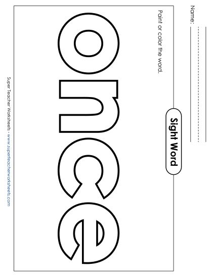 Paint or Color: Once (Printable PDF Worksheet)