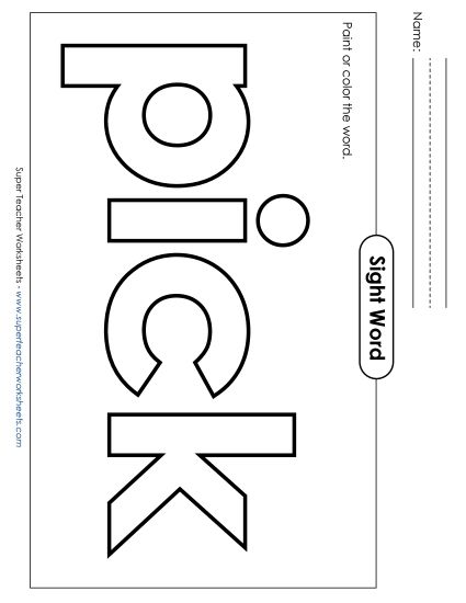 Paint or Color: Pick (Printable PDF Worksheet)