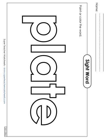 Paint or Color: Plate (Printable PDF Worksheet)