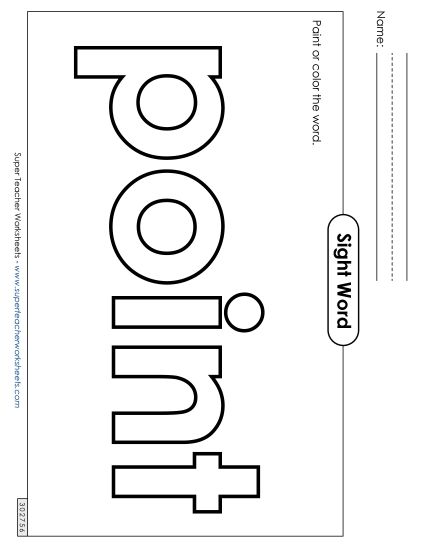 Paint or Color: Point (Printable PDF Worksheet)