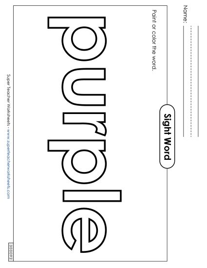 Paint or Color: Purple (Printable PDF Worksheet)