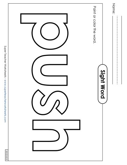 Paint or Color: Push (Printable PDF Worksheet)