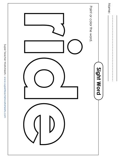 Paint or Color: Ride (Printable PDF Worksheet)