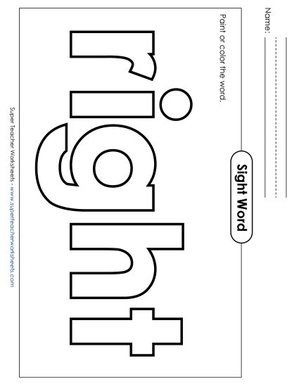 Paint or Color: Right (Printable PDF Worksheet)