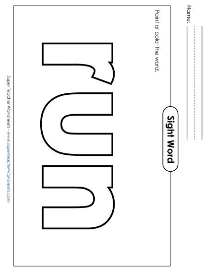 Paint or Color: Run (Printable PDF Worksheet)