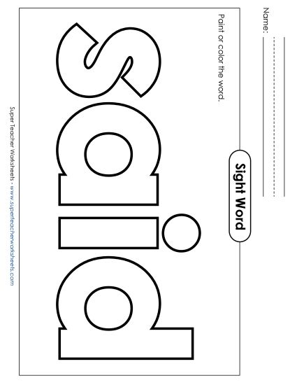 Paint or Color: Said (Printable PDF Worksheet)