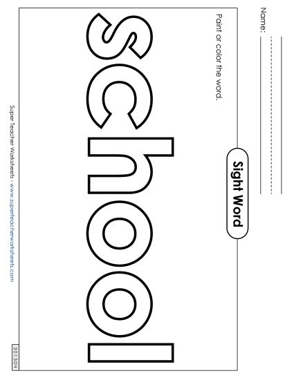 Paint or Color: School (Printable PDF Worksheet)