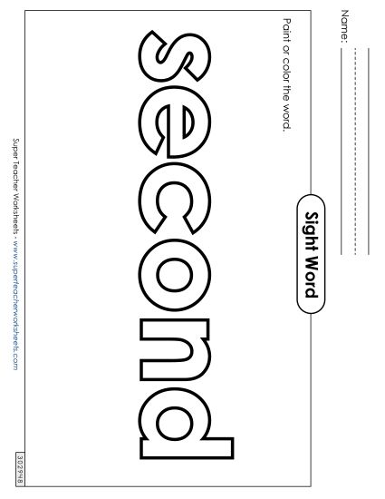 Paint or Color: Second (Printable PDF Worksheet)