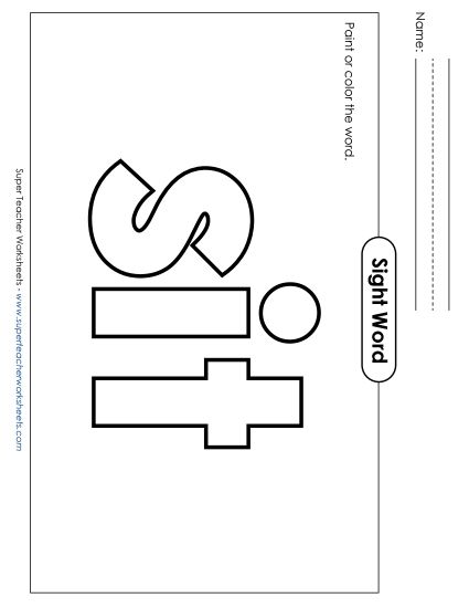 Paint or Color: Sit (Printable PDF Worksheet)