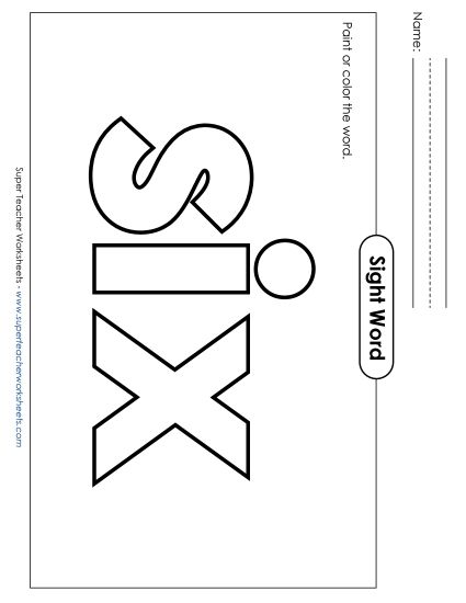 Paint or Color: Six (Printable PDF Worksheet)