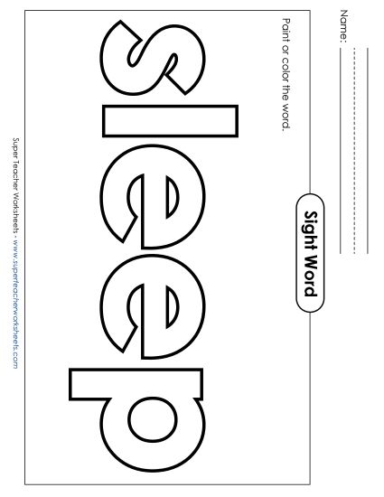 Paint or Color: Sleep (Printable PDF Worksheet)