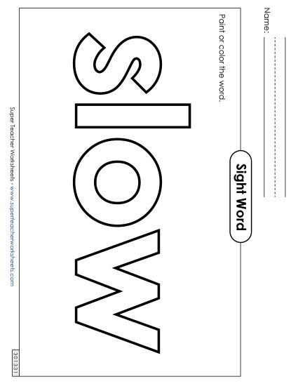 Paint or Color: Slow (Printable PDF Worksheet)