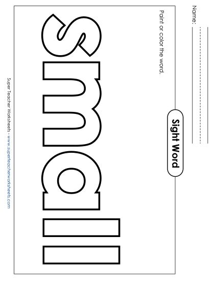 Paint or Color: Small (Printable PDF Worksheet)