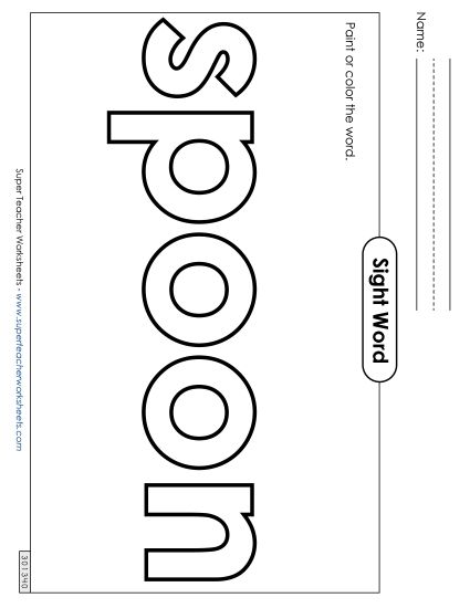 Paint or Color: Spoon (Printable PDF Worksheet)