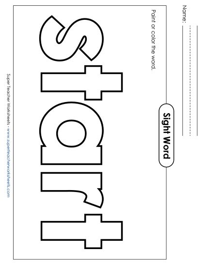 Paint or Color: Start (Printable PDF Worksheet)