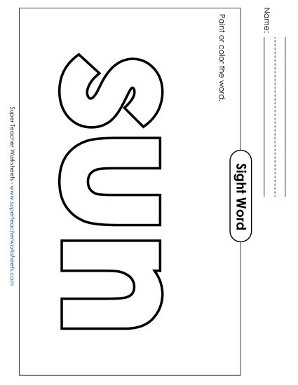 Paint or Color: Sun (Printable PDF Worksheet)