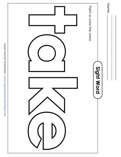 Paint or Color: Take (Printable PDF Worksheet)