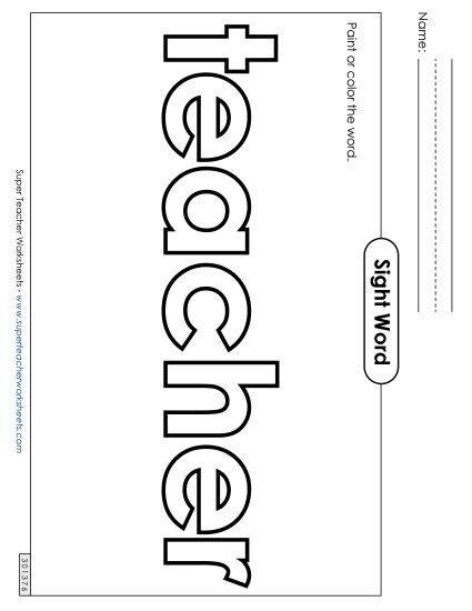 Paint or Color: Teacher (Printable PDF Worksheet)