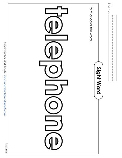 Paint or Color: Telephone (Printable PDF Worksheet)