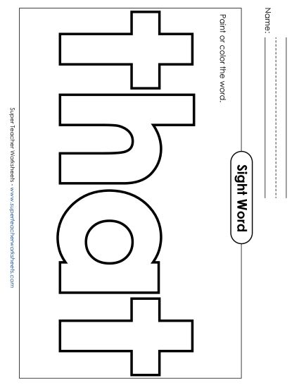 Paint or Color: That (Printable PDF Worksheet)