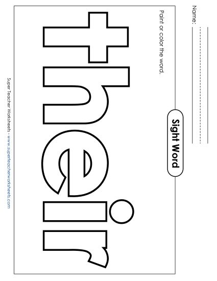 Paint or Color: Their (Printable PDF Worksheet)