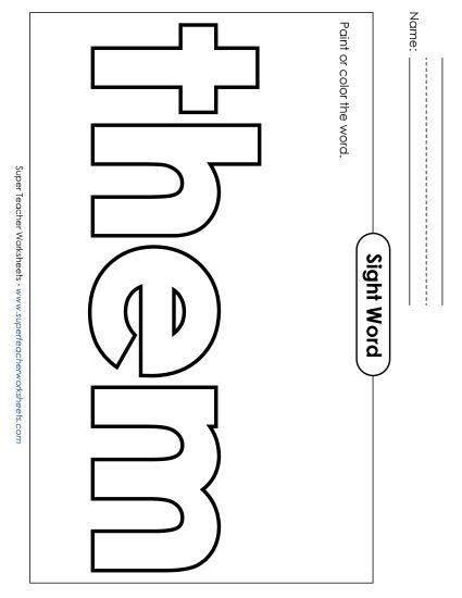 Paint or Color: Them (Printable PDF Worksheet)