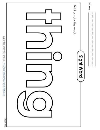 Paint or Color: Thing (Printable PDF Worksheet)