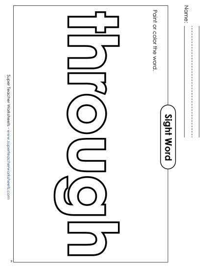 Paint or Color: Through (Printable PDF Worksheet)