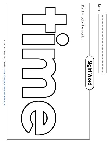 Paint or Color: Time (Printable PDF Worksheet)