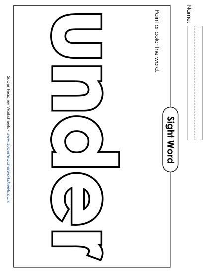 Paint or Color: Under (Printable PDF Worksheet)