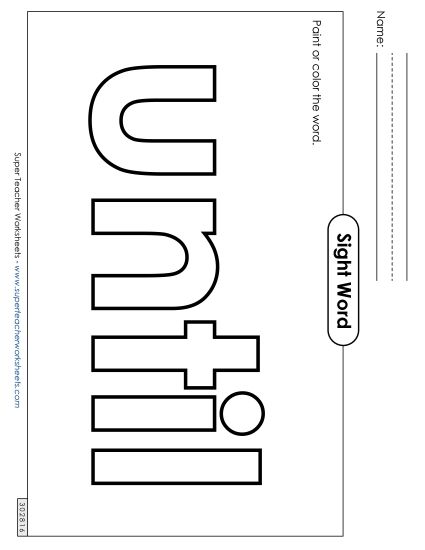 Paint or Color: Until (Printable PDF Worksheet)