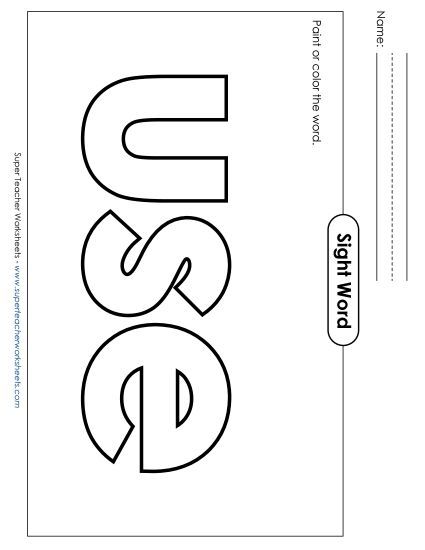 Paint or Color: Use (Printable PDF Worksheet)