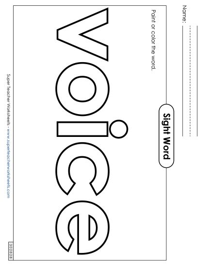 Paint or Color: Voice (Printable PDF Worksheet)