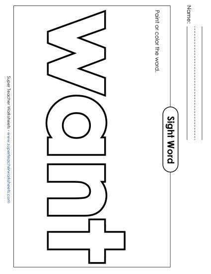 Paint or Color: Want (Printable PDF Worksheet)