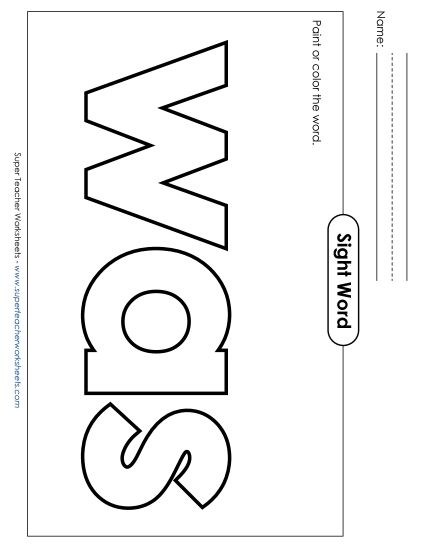 Paint or Color: Was (Printable PDF Worksheet)