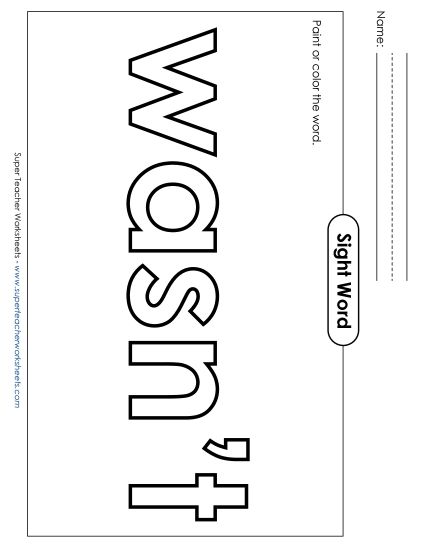 Paint or Color: Wasn't (Printable PDF Worksheet)