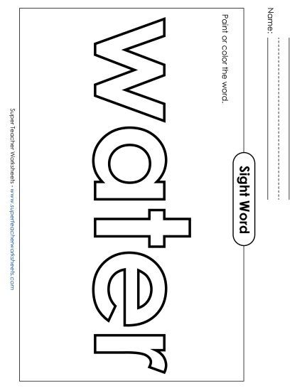 Paint or Color: Water (Printable PDF Worksheet)