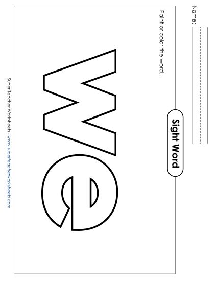 Paint or Color: We (Printable PDF Worksheet)