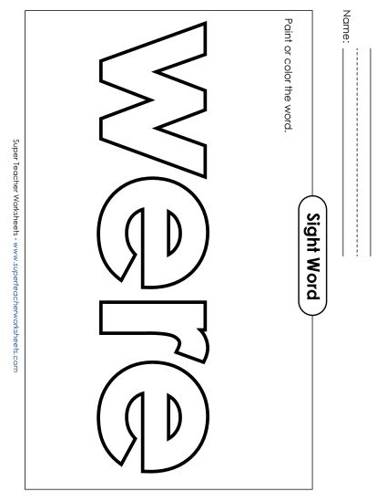 Paint or Color: Were (Printable PDF Worksheet)