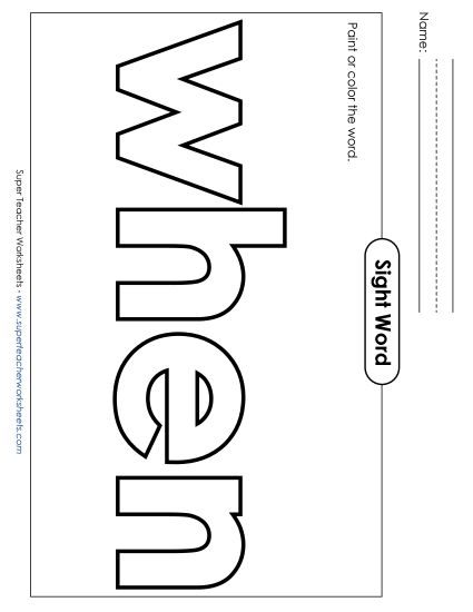 Paint or Color: When (Printable PDF Worksheet)