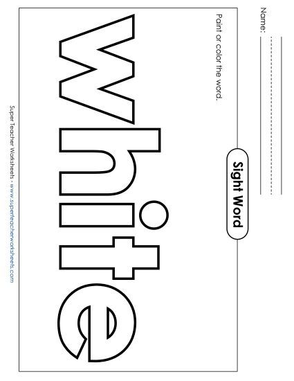 Paint or Color: White (Printable PDF Worksheet)