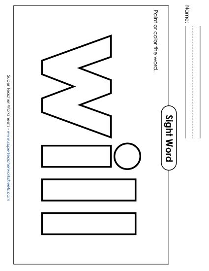 Paint or Color: Will (Printable PDF Worksheet)