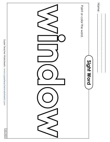 Paint or Color: Window (Printable PDF Worksheet)
