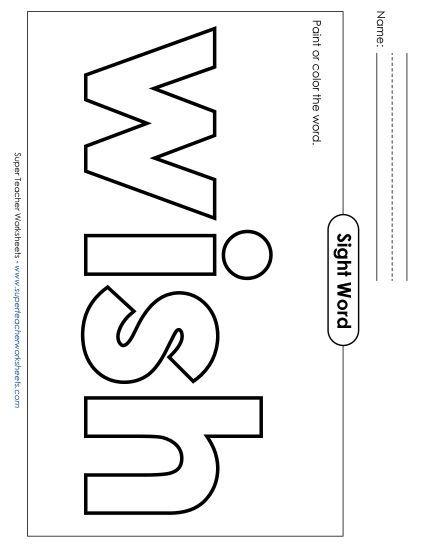 Paint or Color: Wish (Printable PDF Worksheet)