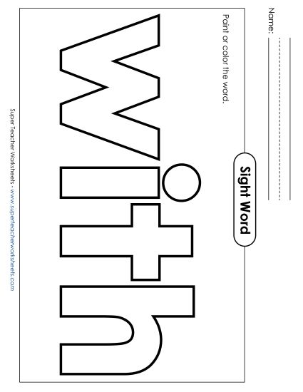 Paint or Color: With (Printable PDF Worksheet)