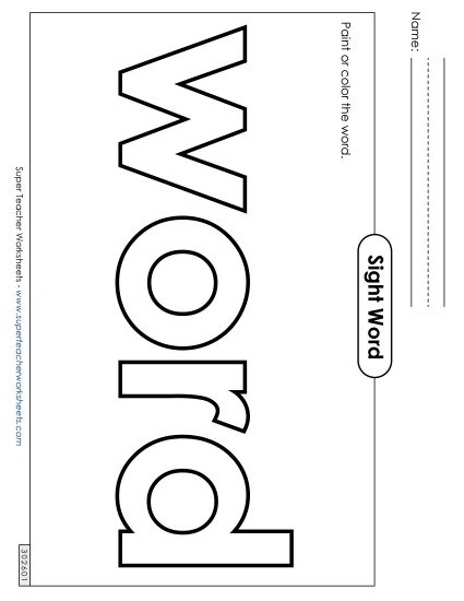 Paint or Color: Word (Printable PDF Worksheet)